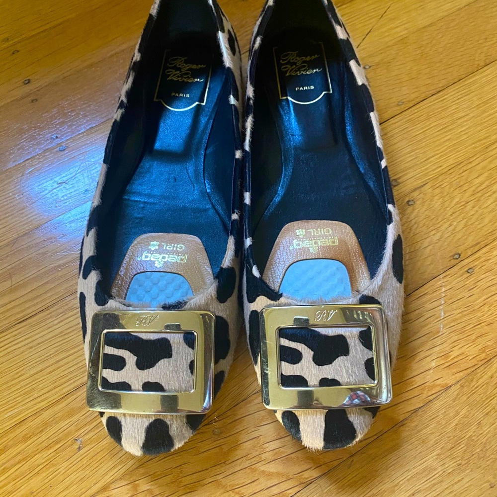 ROGER VIVIER Animal Leopard Ballet Flats 40.5 10.5